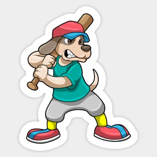 Dog at Baseball with Baseball bat Sticker